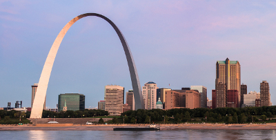 St Louis Skyline and Mississippi river